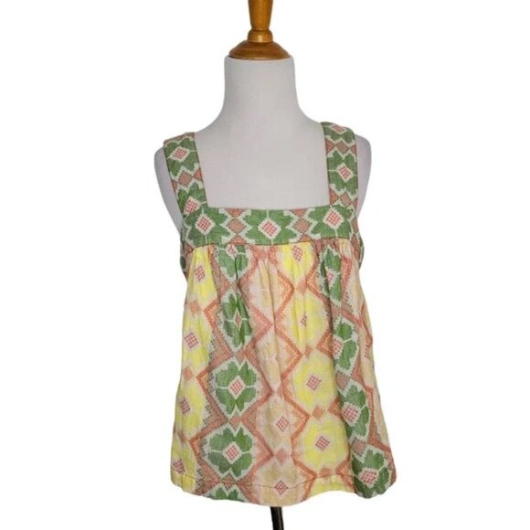 Anthropologie Marta Swing Tank Cropped Geometric Aztec Print Women Small - Picture 1 of 11